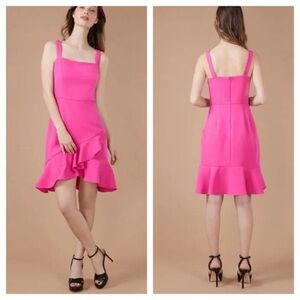 BCBG Pink Sleeveless mini Ruffle Dress in Fuschia